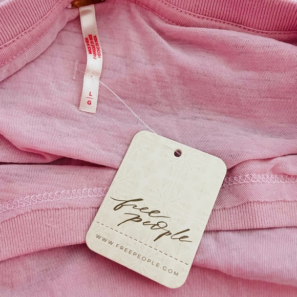 Free People Fall in Love Tee Top Blush Pink Size Large - Picture 6 of 8